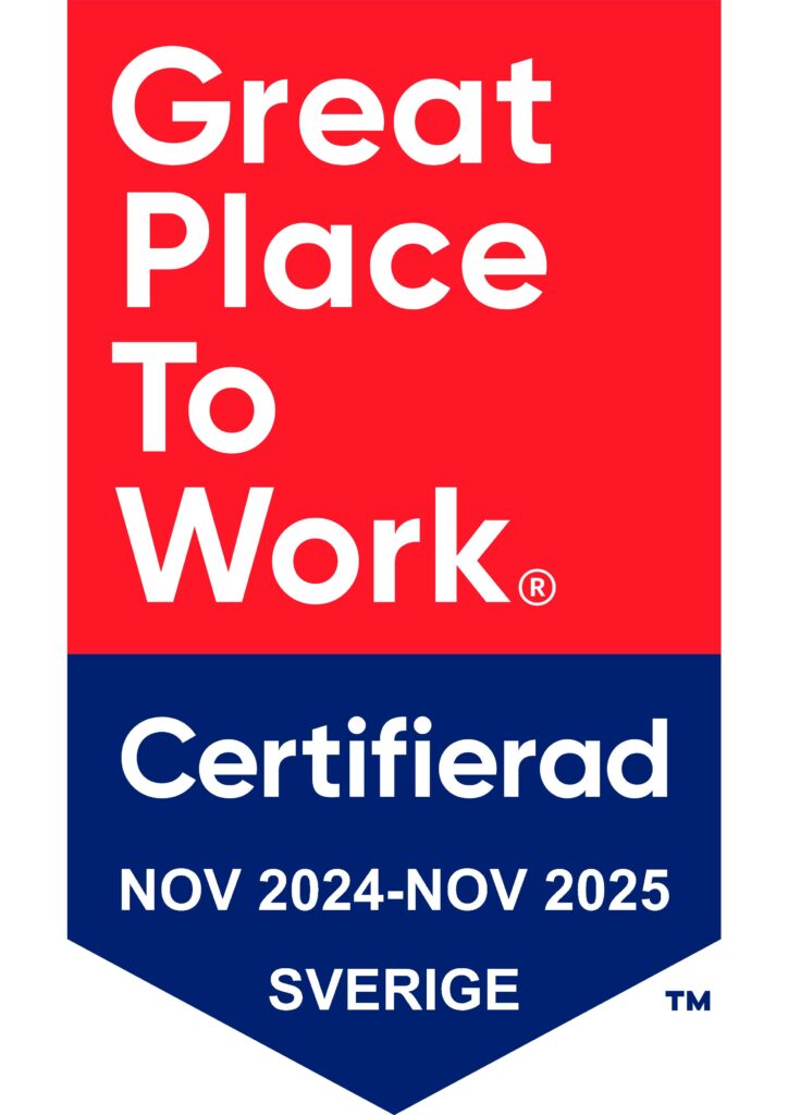 Logga för Great place to work certifierad NOV 2024- NOV 2025